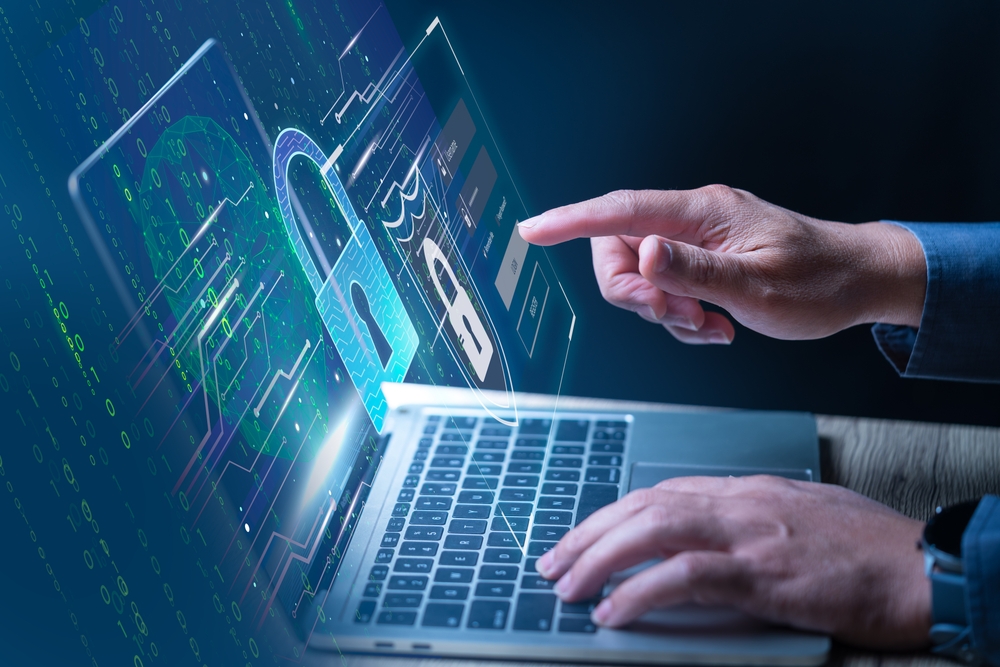 Cyber,Security,,The,Businessperson,Pointing,To,The,Cybersecurity,Icon,And